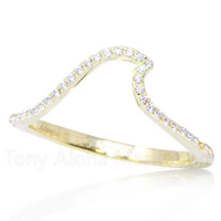 Single Wave Ring with CZ, Sterling Silver